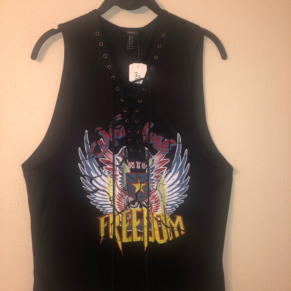 Stylish Rock Star Black Embellished Tank NWT